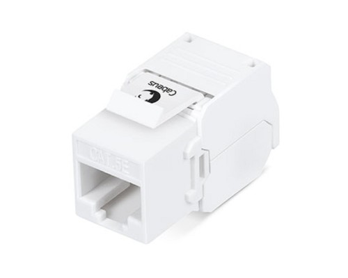 [Cabeus Разъемы, Проходные адаптеры, Вставки] Cabeus KJ-RJ45-Cat.5e-180-Toolless Вставка Keystone Jack RJ-45(8P8C), 180 градусов, категория 5e, без инструмента Toolless, белая