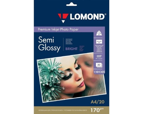 [Бумага] LOMOND 1101305/1101301 Полуглянцевая фотобумага A4, 170г/м2, 20 л.