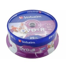 Verbatim Диски DVD+R  4.7Gb 16х, 25 шт, Cake Box (43500)