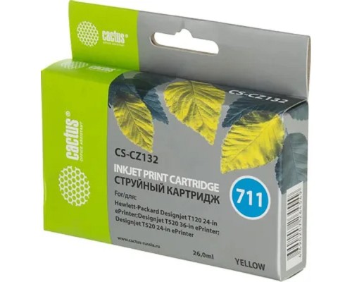 [расходные материалы] Cactus CZ132A  Картридж № 711  (CS-CZ132)  для HP Designjet T120/520, жёлтый, с чипом