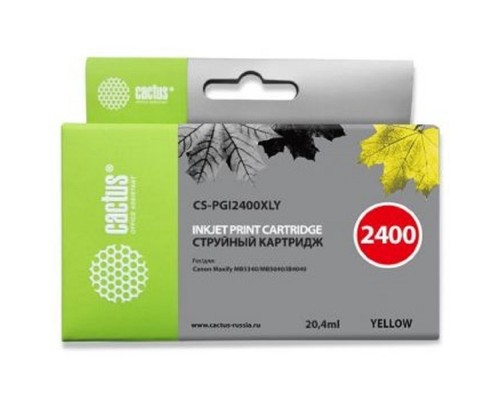 [расходные материалы] CACTUS PGI-2400XL Y Картридж струйный для Canon MB2050/MB2350/MB2040/MB2340, желтый (20.4мл)