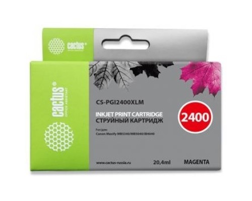 [расходные материалы] CACTUS PGI-2400XL M Картридж струйный для Canon MB2050/MB2350/MB2040/MB2340, пурпурный (20.4мл)