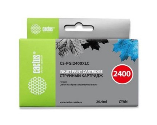 [расходные материалы] CACTUS PGI-2400XL C Картридж струйный для Canon MB2050/MB2350/MB2040/MB2340, голубой (20.4мл)