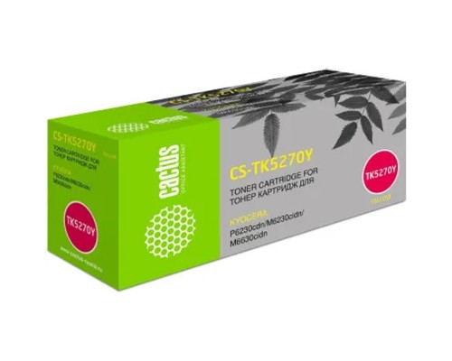 [расходные материалы] Cactus TK-5270Y  Картридж CS-TK5270Y  для Kyocera Ecosys P6230cdn/M6230cidn/M6630cidn, желтый (6000стр.)