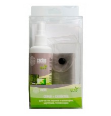 CACTUS CS-S3001E Чистящий набор (салфетки + спрей) для экранов и оптики 1шт 18х18см 100мл