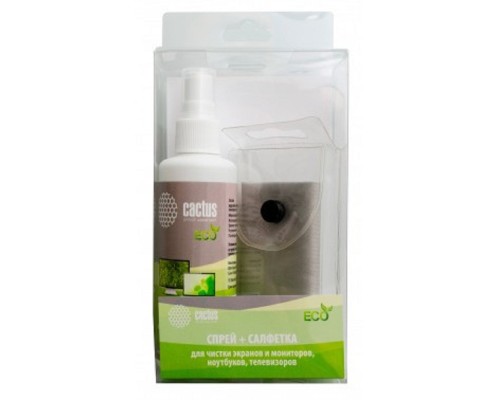 [Чистящие средства ] CACTUS CS-S3001E Чистящий набор (салфетки + спрей) для экранов и оптики 1шт 18х18см 100мл