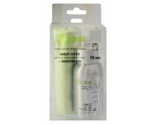 [Чистящие средства ] CACTUS CSP-S3001AL Чистящий набор (салфетки + спрей) для экранов и оптики 1шт 25х25см 50мл