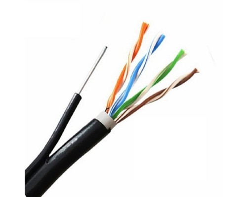 [Кабель] 5bites Кабель US5505-305CPE-M витая пара UTP/SOLID/5E/24AWG/COPPER/PE+PVC/BLACK/OUTDOOR/MESSENGER/DRUM/305M