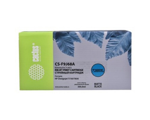 [расходные материалы] CACTUS  F9J68A  Картридж 728XL для HP DJ T730/T830, черный матовый (300мл)