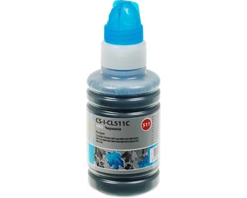[Расходные материалы] Cactus CS-I-CL511C Чернила для Canon Pixma MP240/MP250/MP260/MP270, голубой, 100 мл.