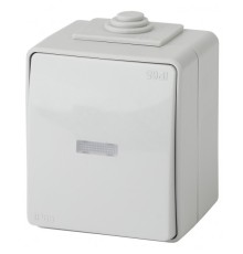 Эра Б0035974 11-1602-03 Выключатель с подсветкой IP65, 10АХ-250В, ОУ, Эра Эксперт, серый