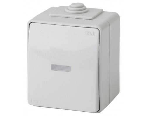 [ЭРА Розетки, выключатели] Эра Б0035974 11-1602-03 Выключатель с подсветкой IP65, 10АХ-250В, ОУ, Эра Эксперт, серый