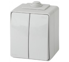 Эра Б0035976 11-1604-03 Выключатель двойной IP65, 10АХ-250В, ОУ, Эксперт, серый