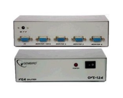 [Разветвитель] Gembird GVS124  Разветвитель сигнала VGA на 4 монитора (Gembird/Cablexpert) 