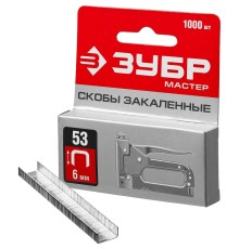 ЗУБР 6 мм скобы для степлера тонкие тип 53, 1000 шт [31625-06]