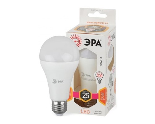 [ЭРА Светодиодные лампы] ЭРА Б0035334 Лампочка светодиодная STD LED A65-25W-827-E27 E27 / Е27 25Вт груша теплый белый свет 