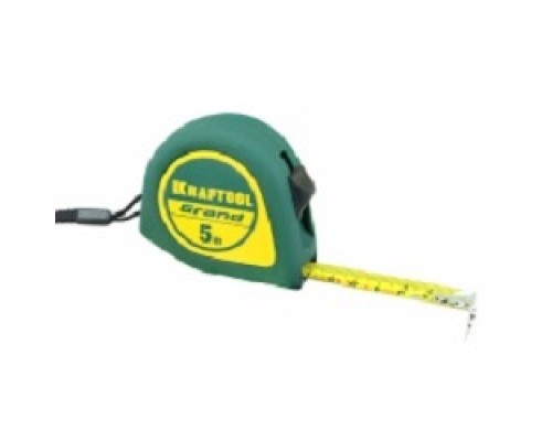 [Уровни, рулетки, мерные ленты, линейки, угольники] KRAFTOOL Рулетка с ударостойким корпусом GRAND 5м / 19мм (ABS) и противоскользящим покрытием [34022-05-19]
