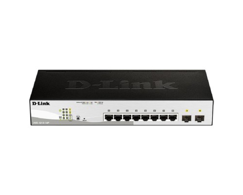 [Сетевое оборудование] D-Link DGS-1210-10P/FL1A Управляемый L2 коммутатор с 8 портами 10/100/1000Base-T и 2 портами 1000Base-X SFP (8 портов PoE 802.3af/at, PoE бюджет 65 Вт)