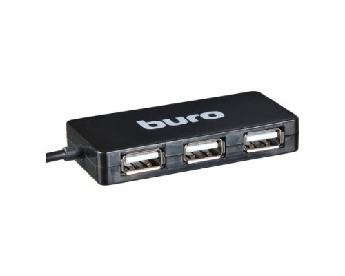 [Контроллер] Buro BU-HUB4-U2.0-Slim Разветвитель USB 2.0 4порт. черный (389734)