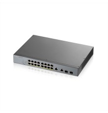 ZYXEL GS1350-18HP-EU0101F L2 коммутатор PoE+ для IP-видеокамер 16xGE PoE+, 2xCombo (SFP/RJ-45), бюджет PoE 250 Вт, дальность передачи питания до 250 м, автоперезагрузка PoE-портов