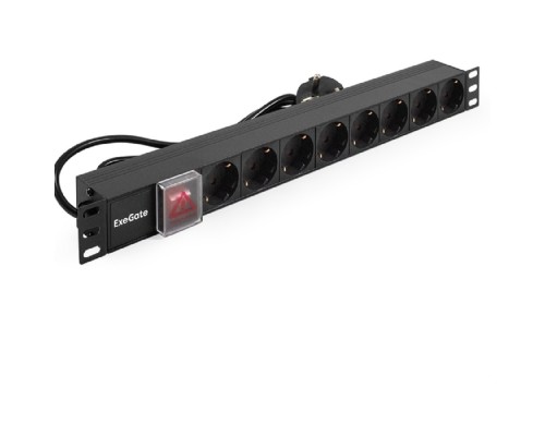 [аксессуары к монтажным шкафам] Exegate EX280842RUS Блок розеток ExeGate ServerPro PDU-19H803 Al-8S-EU2-SW, 19