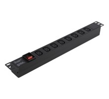 Exegate EX280854RUS Блок розеток ExeGate ServerPro PDU-19H808 Al-8С13-C14-SW, 1U, Алюм., 8 IEC 320 C13, С14