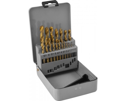 [Сверла ] Thorvik TDBS19 Набор спиральных сверл по металлу HSS TiN в металлическом кейсе, d1.0-10.0 мм, 19 предметов