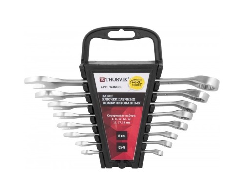 [Ключи] Thorvik W3S8PR Набор ключей гаечных комбинированных серии ARC на держателе, 6-19 мм, 8 предметов