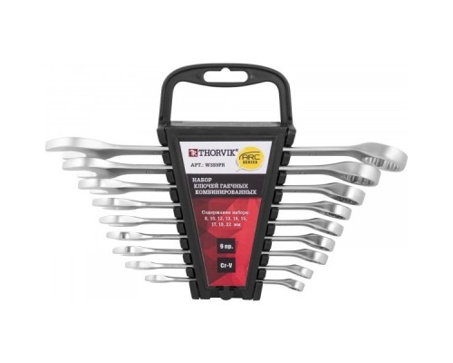 [Ключи] Thorvik W3S9PR Набор ключей гаечных комбинированных серии ARC на держателе, 8-22 мм, 9 предметов