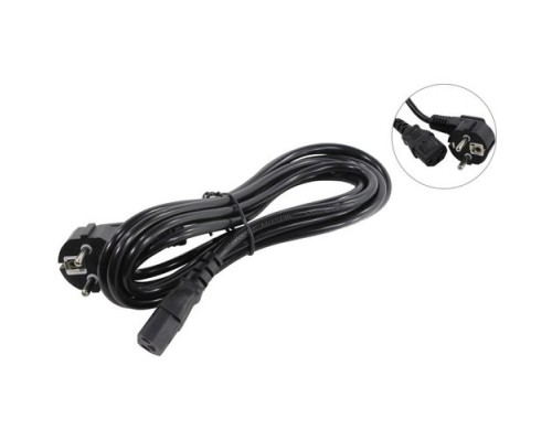 [кабели] Exegate EP280662RUS Кабель питания ExeGate Power PC-3P (Евровилка угловая Schuko->С13) VDE-250V-3*0.75mm2, медь, черный, 3м.