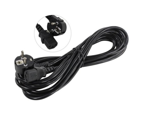 [кабели] Exegate EP280665RUS Кабель питания ExeGate Power PC-5P (Евровилка угловая Schuko->С13) VDE-250V-3*0.75mm2, медь, черный, 5м.