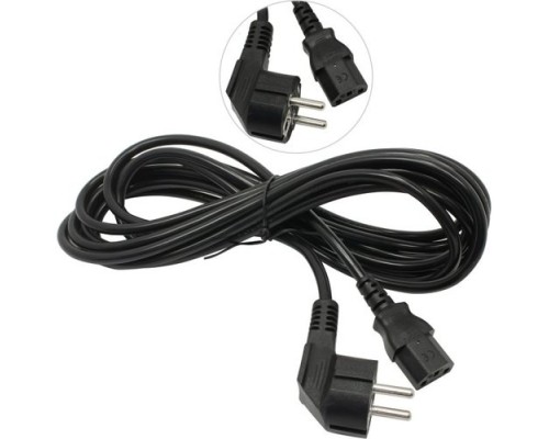 [кабели] Exegate EP280666RUS Кабель питания ExeGate Power PC-5P (Евровилка угловая Schuko->С13) VDE-250V-3*1.0mm2, медь, черный, 5м.