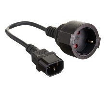 Exegate EP280681RUS Кабель-переходник (UPS->розетка) ExeGate Power EC-30P (C14->Евророзетка Schuko) VDE-250V-3*0.75mm2, медь, черный, 0.15м.