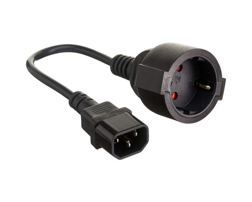 [кабели] Exegate EP280681RUS Кабель-переходник (UPS->розетка) ExeGate Power EC-30P (C14->Евророзетка Schuko) VDE-250V-3*0.75mm2, медь, черный, 0.15м.
