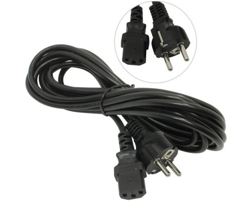 [кабели] Exegate ES280998RUS Кабель питания ExeGate Special PC-5S (Евровилка Schuko->С13) 3*0.75mm?, CCA, черный, 5м.