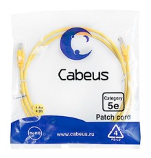 Cabeus PC-UTP-RJ45-Cat.5e-1.5m-YL-LSZH Патч-корд U/UTP, категория 5е, 2xRJ45/8p8c, неэкранированный, желтый, LSZH, 1.5м
