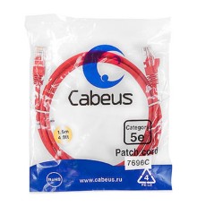 Cabeus PC-UTP-RJ45-Cat.5e-1.5m-RD-LSZH Патч-корд U/UTP, категория 5е, 2xRJ45/8p8c, неэкранированный, красный, LSZH, 1.5м