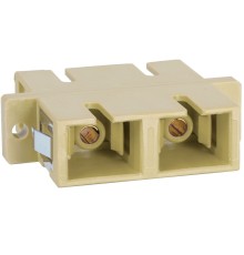 Hyperline FA-P11Z-SC/SC-N/BK-BG Оптический проходной адаптер SC-SC, MM, simplex, корпус пластиковый, бежевый, черные колпачки