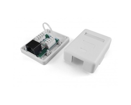 [Монтажное оборудование] Hyperline SB1-1-8P8C-C6-WH Розетка компьютерная RJ-45(8P8C), категория 6, одинарная, внешняя, Dual IDC