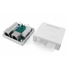 Hyperline SB1-2-8P8C-C6-SH-WH Розетка компьютерная RJ-45(8P8C), категория 6, экранированная, двойная, внешняя, Dual IDC