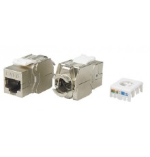 Hyperline KJ8-8P8C-C6-180-TLS-SH-F-WH Вставка Keystone Jack RJ-45(8P8C), категория 6, экранированная, тип 180 градусов, Toolless, белая