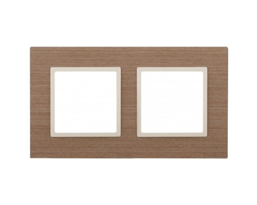 [ЭРА Розетки, выключатели] Эра Б0034572 14-5302-07 ЭРА Рамка на 2 поста, дерево, Эра Elegance, ясень+сл.кость