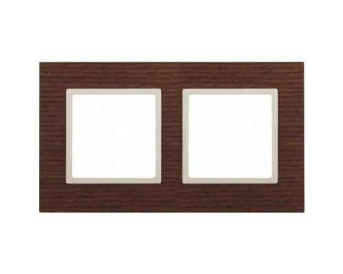[ЭРА Розетки, выключатели] Эра Б0034574 14-5302-09 ЭРА Рамка на 2 поста, дерево, Эра Elegance, дуб+сл.кость 