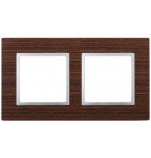 Эра Б0034575 14-5302-10 ЭРА Рамка на 2 поста, дерево, Эра Elegance, венге+алюм 