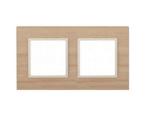 [ЭРА Розетки, выключатели] Эра Б0034576 14-5302-11 ЭРА Рамка на 2 поста, дерево, Эра Elegance, клён+сл.кость 