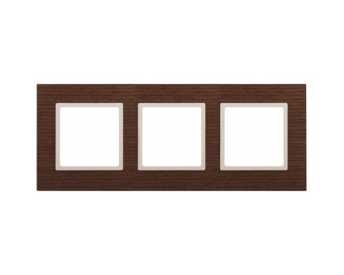 [ЭРА Розетки, выключатели] Эра Б0034580 	14-5303-09 ЭРА Рамка на 3 поста, дерево, Эра Elegance, дуб+сл.кость