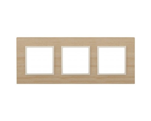 [ЭРА Розетки, выключатели] Эра Б0034582 14-5303-11 ЭРА Рамка на 3 поста, дерево, Эра Elegance, клён+сл.кость
