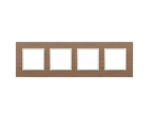 [ЭРА Розетки, выключатели] Эра Б0034584 14-5304-07 ЭРА Рамка на 4 поста, дерево, Эра Elegance, ясень+сл.кость 