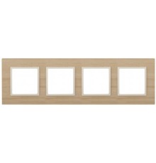 Эра Б0034588 14-5304-11 ЭРА Рамка на 4 поста, дерево, Эра Elegance, клён+сл.кость