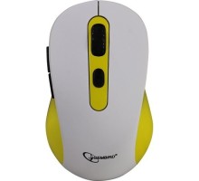 Gembird MUSW-221-Y {Мышь беспров., белый/жёлтый, 5кн.+колесо-кнопка, 800/1200/1600DPI, 2.4ГГц, трехуровневая система энергосбережения}